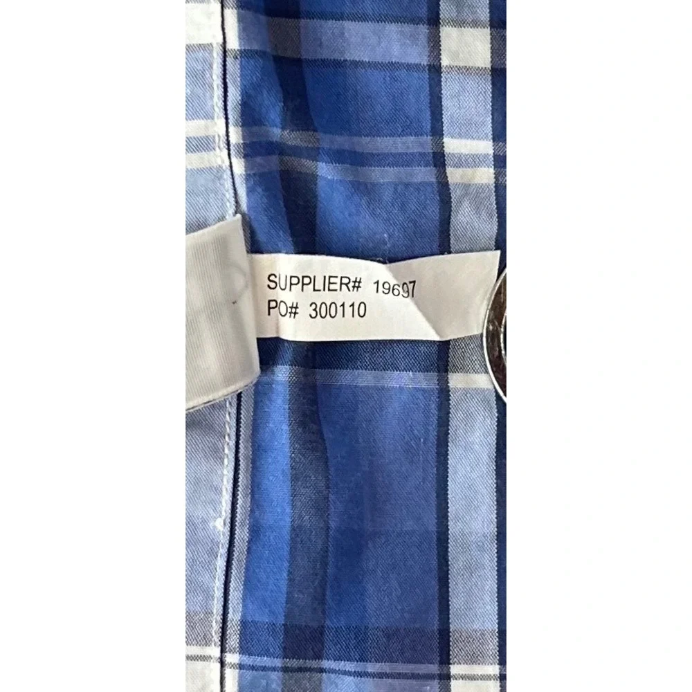 Polo Ralph Lauren Mens Blue White Plaid Classic Fit Cotton Button Down Shirt L